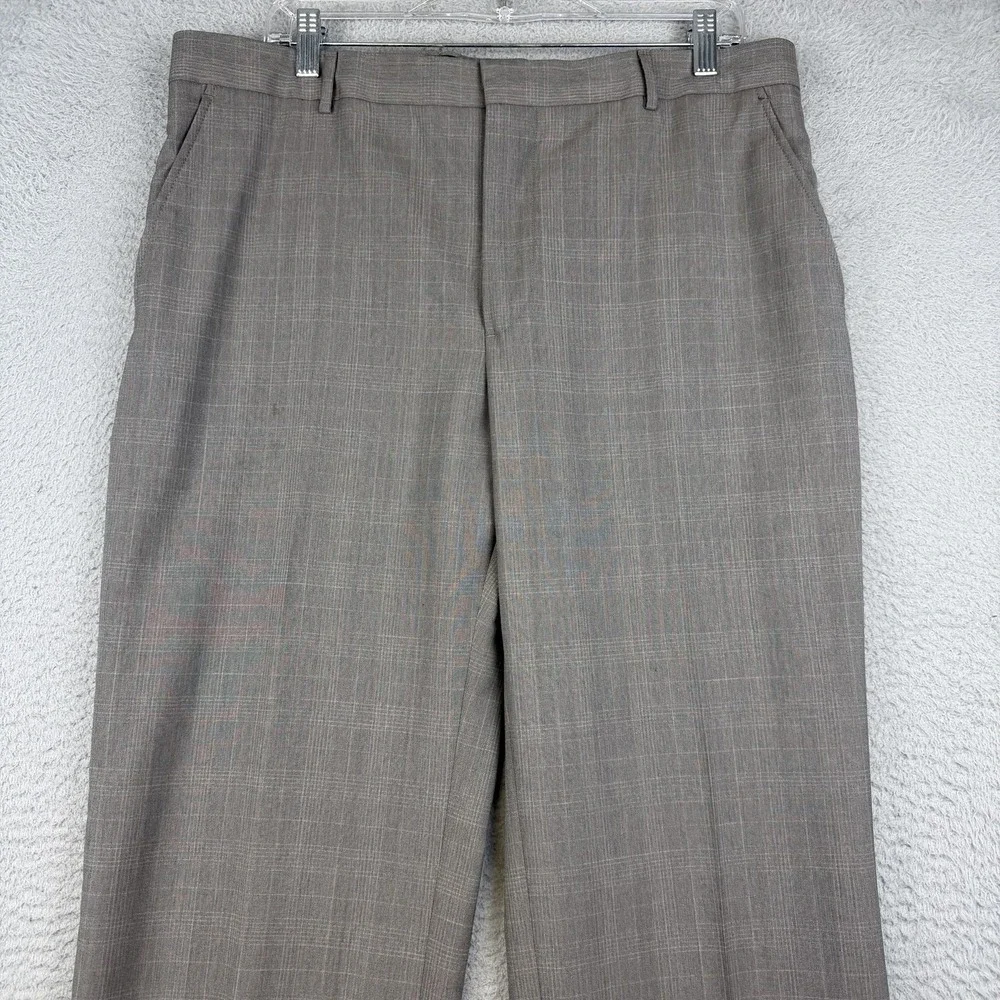 Banana Republic Dress Pants Mens 35x32 Gray Wool Modern‎ Fit Plaid Trousers